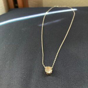 14K Gold Plated Crystal Solitaire CZ Dainty Choker Necklace Gold